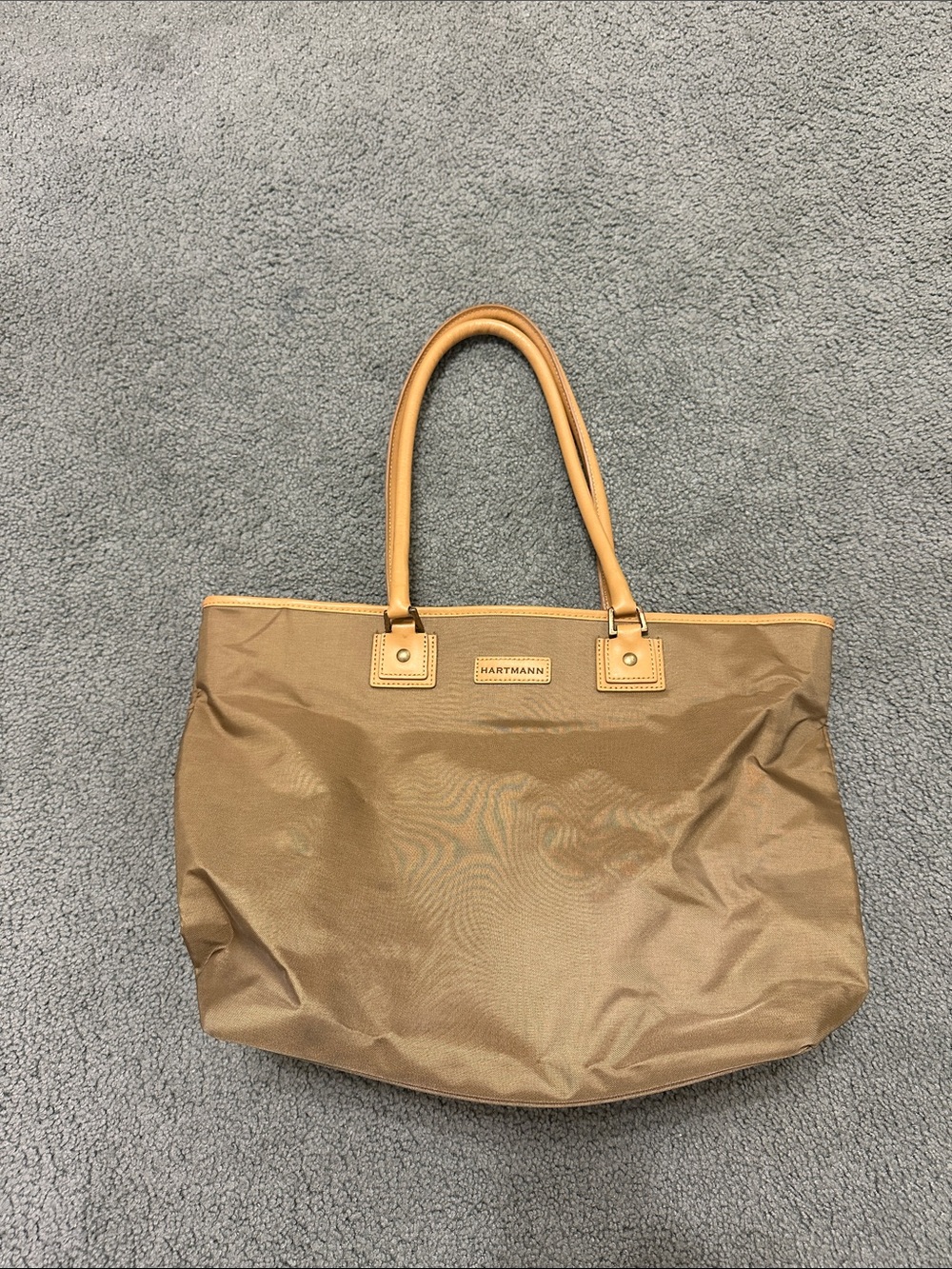 Hartmann Olive Green Tote with Tan Leather Handles